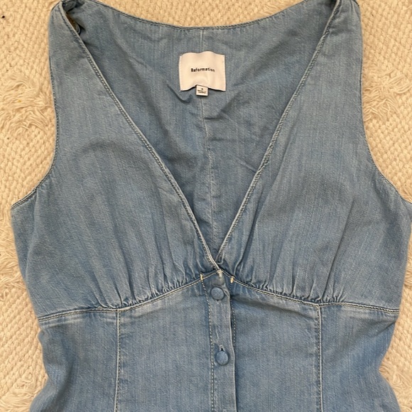 New Reformation Sebastian Denim Midi Dress - Picture 6 of 8